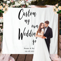 Lofaris Personalized White Wedding Backdrop Banner