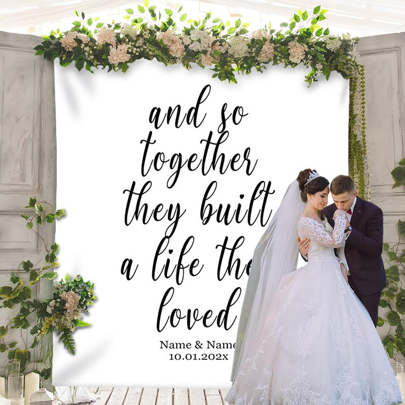 Lofaris Personalized White Wedding Backdrop Tapestry Banner Gift