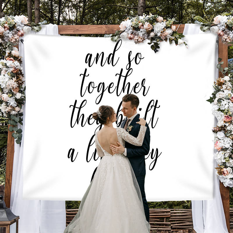 Lofaris Personalized White Wedding Backdrop Tapestry Banner Gift