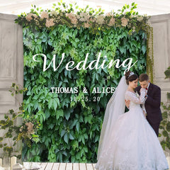 Lofaris Personalized Whole Green Leaves Wedding Backdrop