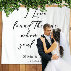 Lofaris Personalized Whom My Soul Loves White Wedding Backdrop