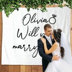 Lofaris Personalized Will You Marry Me Wedding Backdrop