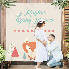 Lofaris Personalized Woodland Baby Shower Backdrop with Animals