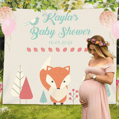 Lofaris Personalized Woodland Baby Shower Backdrop with Animals