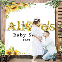 Lofaris Personalized Yellow Sunflower Baby Shower Backdrop