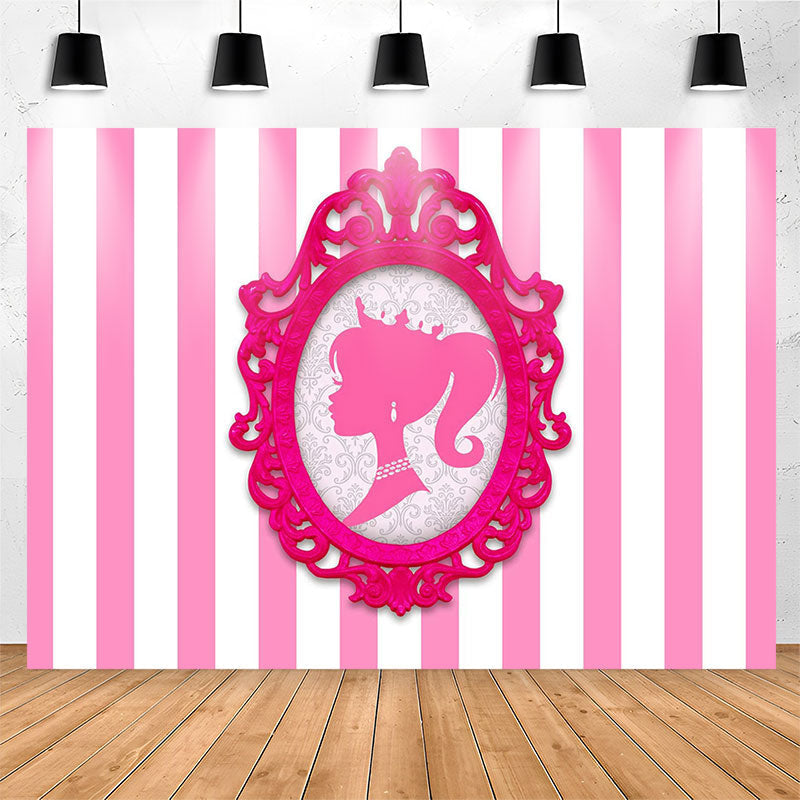 Lofaris Photo Frame Princess Pink Stripe Girl Party Backdrop