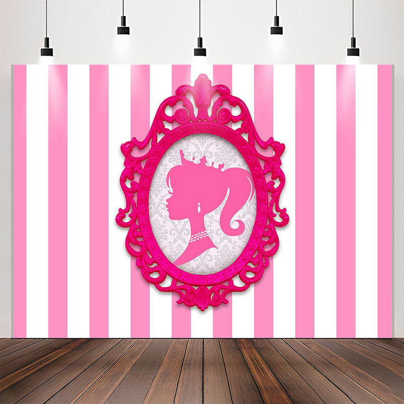 Lofaris Photo Frame Princess Pink Stripe Girl Party Backdrop
