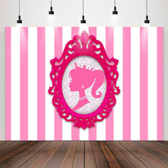 Lofaris Photo Frame Princess Pink Stripe Girl Party Backdrop