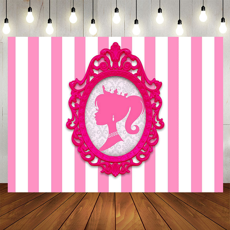 Lofaris Photo Frame Princess Pink Stripe Girl Party Backdrop