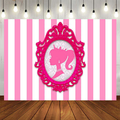 Lofaris Photo Frame Princess Pink Stripe Girl Party Backdrop