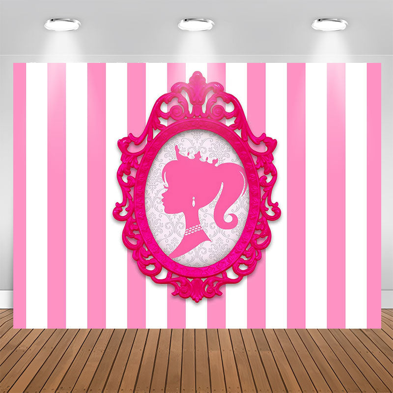 Lofaris Photo Frame Princess Pink Stripe Girl Party Backdrop