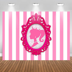 Lofaris Photo Frame Princess Pink Stripe Girl Party Backdrop