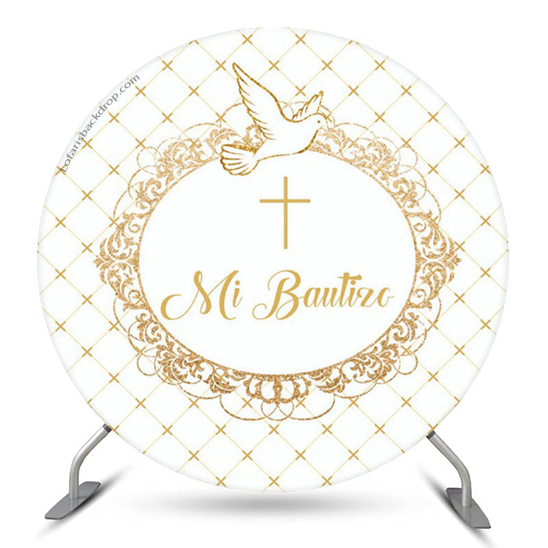 Lofaris Pigeon White Gold Baptism Round Backdrop Cover