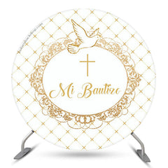 Lofaris Pigeon White Gold Baptism Round Backdrop Cover