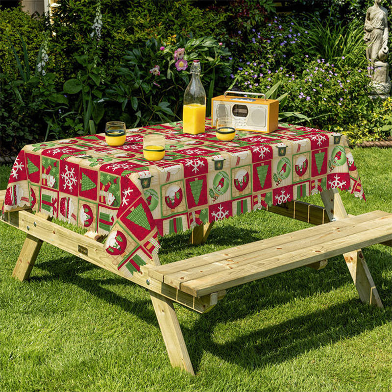 Lofaris Pine Tree Santa Snowman Christmas Pattern Tablecloth
