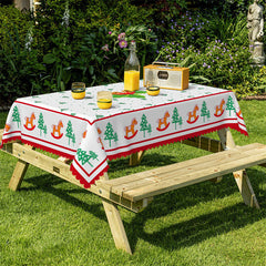 Lofaris Pine Trees Wood Horse Christmas Party Tablecloth