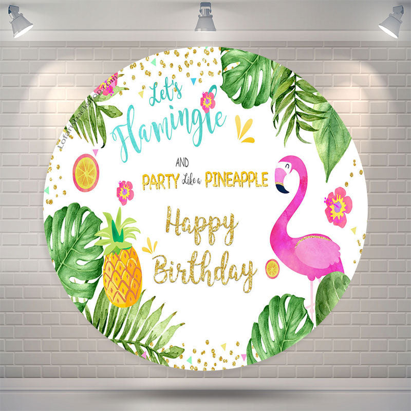 Lofaris Pineapple Flamingo Monsteras Circle Birthday Backdrop