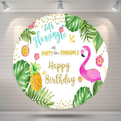 Lofaris Pineapple Flamingo Monsteras Circle Birthday Backdrop