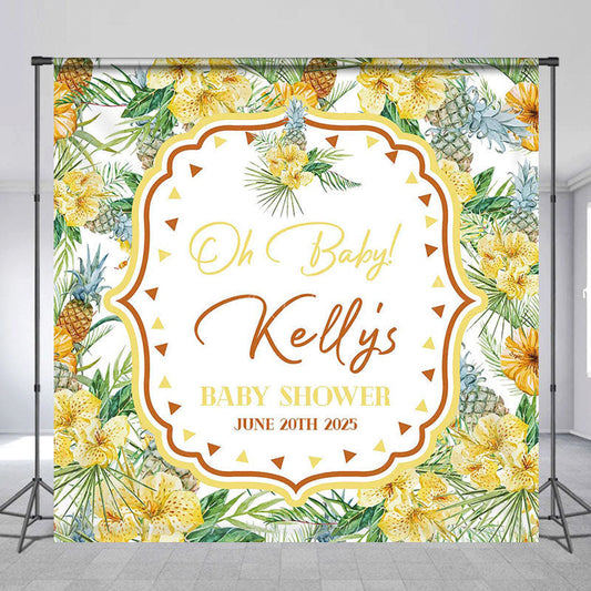 Lofaris Pineapple Floral Spring Custom Baby Shower Backdrop