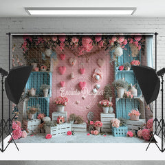 Lofaris Pink And Blue Wall Love Hearts Valentine¡¯s Day Backdrop