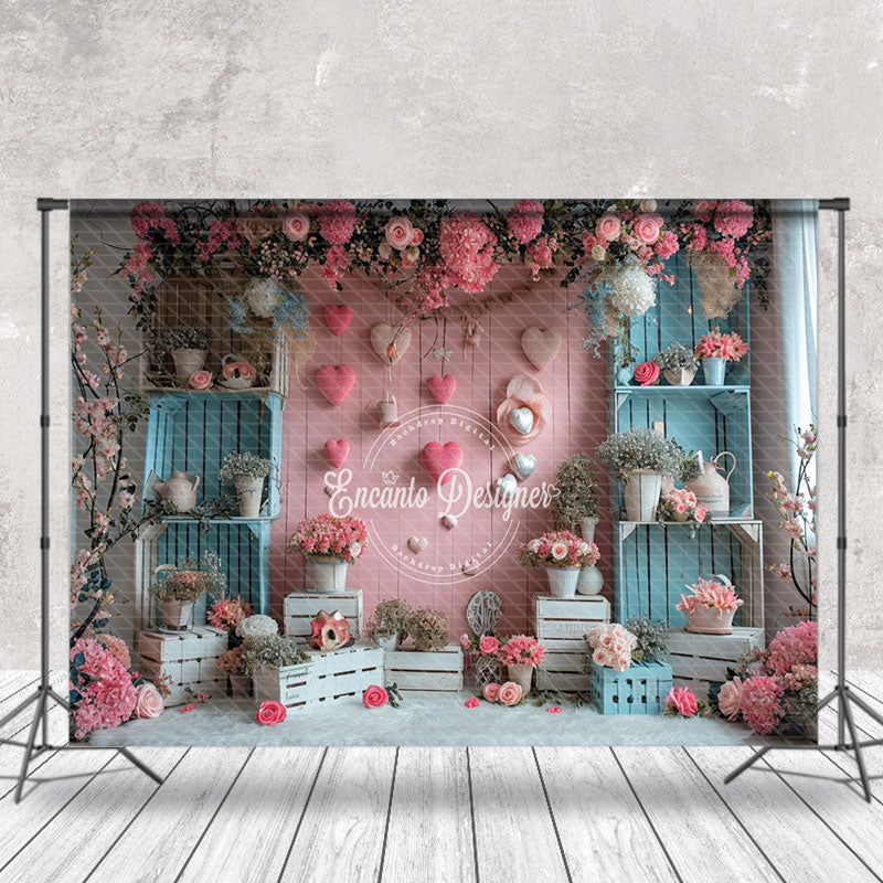 Lofaris Pink And Blue Wall Love Hearts Valentine¡¯s Day Backdrop
