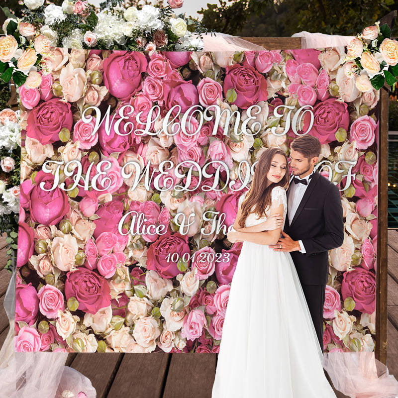 Lofaris Pink and Red Floral Wall Wedding Bridal Shower Backdrop
