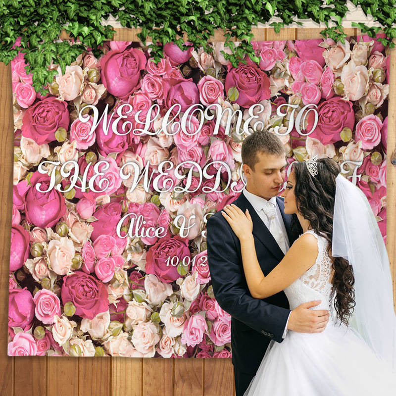 Lofaris Pink and Red Floral Wall Wedding Bridal Shower Backdrop