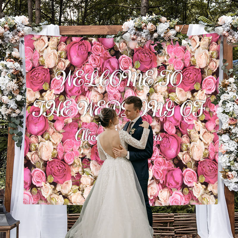 Lofaris Pink and Red Floral Wall Wedding Bridal Shower Backdrop