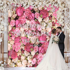 Lofaris Pink and Red Floral Wall Wedding Bridal Shower Backdrop