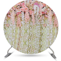 Lofaris Pink And White Floral Tassel Round Wedding Backdrop