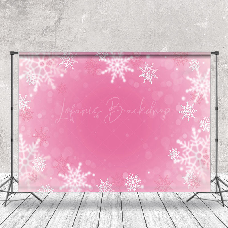 Lofaris Pink Background Snowflake Bokeh Photo Backdrop