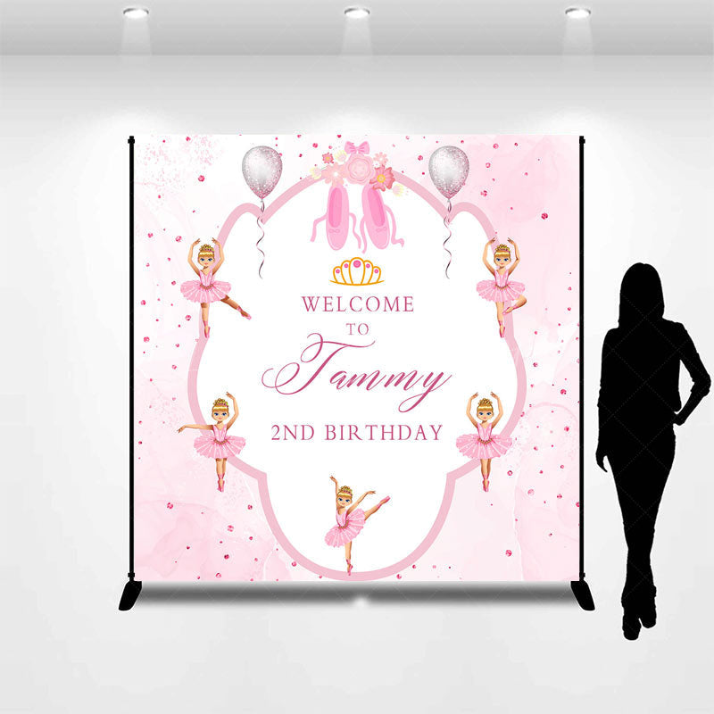 Lofaris Pink Ballet Princess Custom 2nd Birthday Backdrop