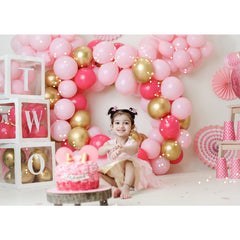 Lofaris Pink Balloon 2nd Birthday Backdrop For Baby Girl