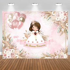 Lofaris Pink Balloon Floral Boho Baptism Backdrop For Girl