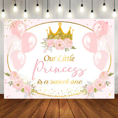 Lofaris Pink Balloon Floral Princess 1st Birthday Backdrop