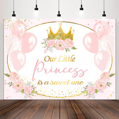 Lofaris Pink Balloon Floral Princess 1st Birthday Backdrop