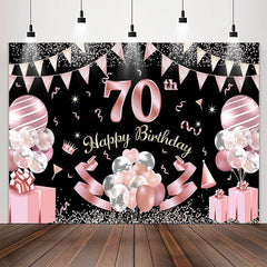 Lofaris Pink Balloon Glitter 70th Birthday Party Backdrop