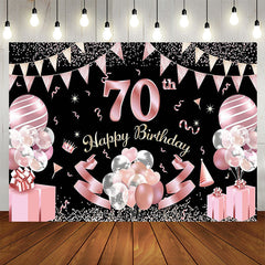 Lofaris Pink Balloon Glitter 70th Birthday Party Backdrop