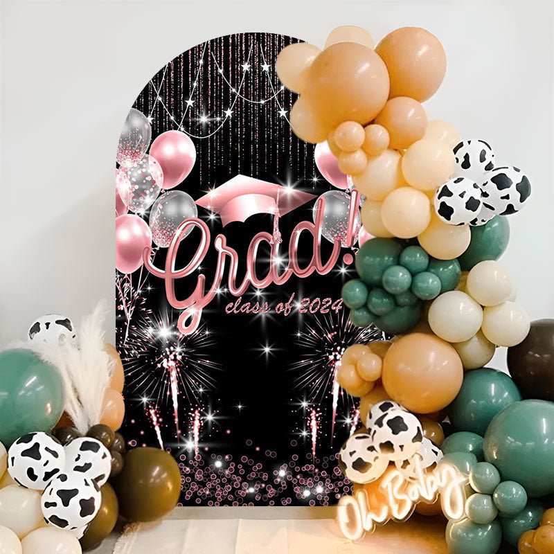 Lofaris Pink Balloon Sparkling 2024 Graduation Arch Backdrop