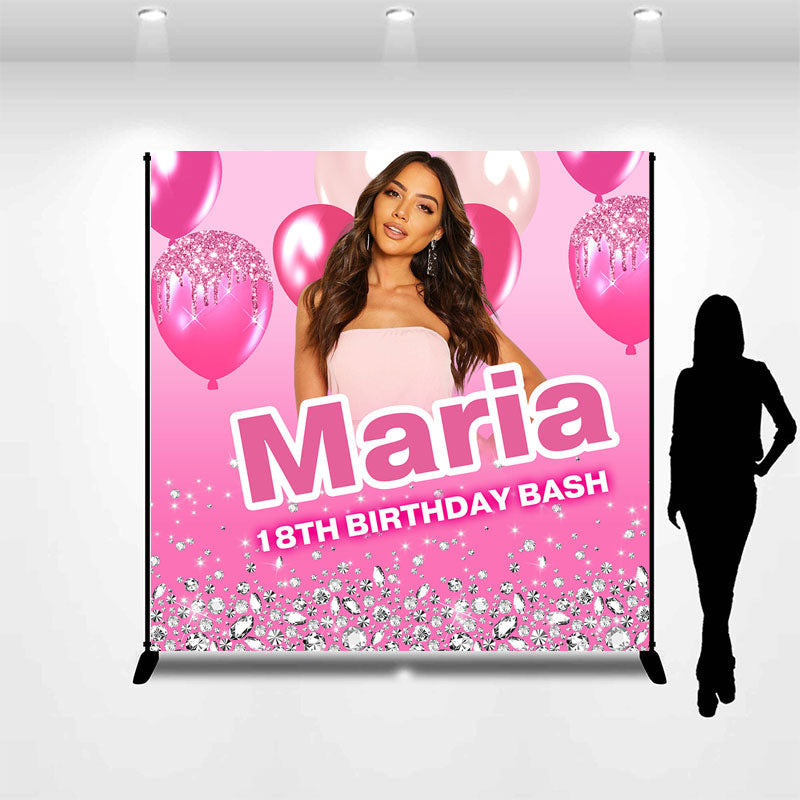 Lofaris Pink Balloons Custom Photo 18th Birthday Backdrop