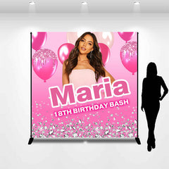 Lofaris Pink Balloons Custom Photo 18th Birthday Backdrop