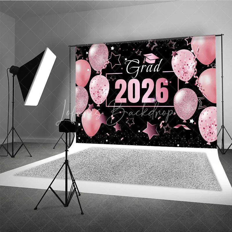 Lofaris Pink Balloons Star Black Girls Graduation Backdrop