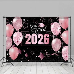 Lofaris Pink Balloons Star Black Girls Graduation Backdrop