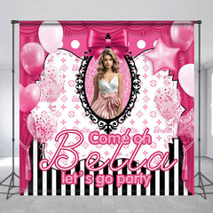 Lofaris Pink Balloons Stripes Custom Birthday Party Backdrop