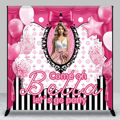 Lofaris Pink Balloons Stripes Custom Birthday Party Backdrop