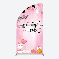 Lofaris Pink Bat Spooky One Halloween Arch Birthday Backdrop
