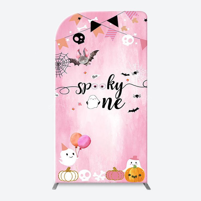 Lofaris Pink Bat Spooky One Halloween Arch Birthday Backdrop