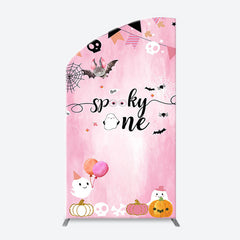 Lofaris Pink Bat Spooky One Halloween Arch Birthday Backdrop