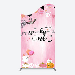 Lofaris Pink Bat Spooky One Halloween Arch Birthday Backdrop