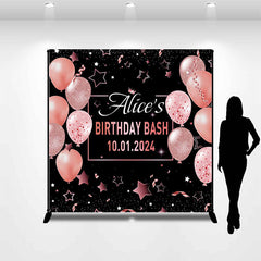 Lofaris Pink Black Custom Birthday Party Backdrop For Woman